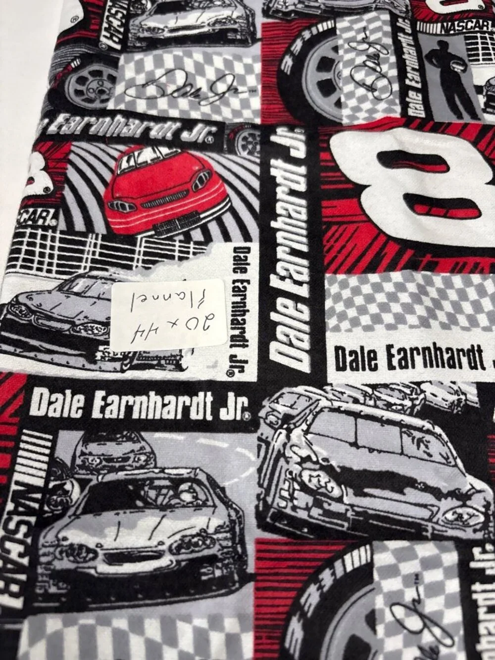 Dale Earnhardt Jr NASCAR Flannel Fabric Racing Cars Checkerboard 20x44